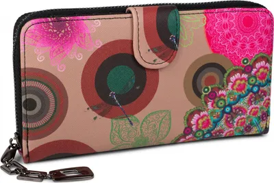 Produktbild von styleBREAKER Damen Geldbörse mit buntem Blumen Blüten Mandala Muster, Ethno Style, Reißverschluss, Portemonnaie 02040040
