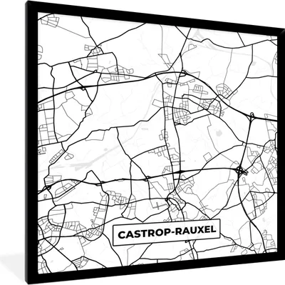 Produktbild von MuchoWow® Gerahmtes Poster Karte - Karte - Castrop-Rauxel - Stadtplan 40x40 cm - Poster mit Schwarzem Bilderrahmen Wandposter Rahmen Foto Bilder - Mit Rahmen - Wanddekoration Schlafzimmer