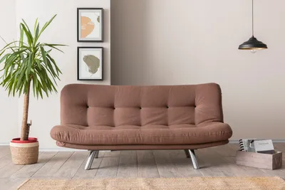 Produktbild von Hanah Home, Misa Small Sofabed - Light Brown, 3-Sitzer-Schlafsofa, 100 % METALL, Hellbraun, 180 x 110 cm