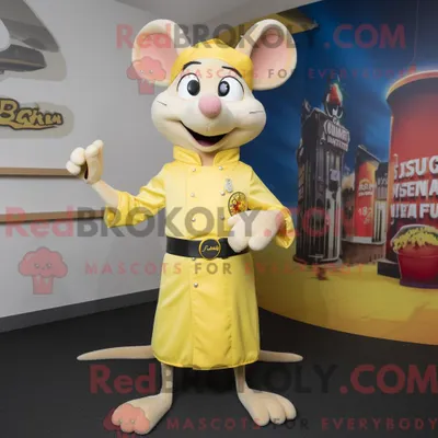 Produktbild von Zitronengelbes REDBROKOLY Ratatouille-Maskottchenkostüm mit Rashguard und Gürteln