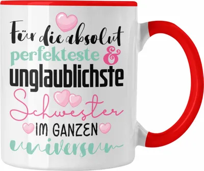 Produktbild von Trendation - Beste Schwester Geschenk Tasse Spruch zum Geburtstag Weihnachten Geschenkidee von Bruder für Schwester (Rot)