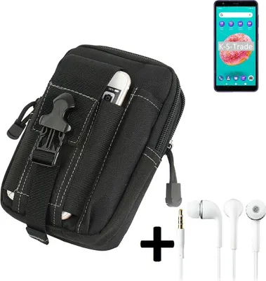Produktbild von K-S-Trade Gürteltache + Kopfhörer kompatibel mit ZTE Blade A3Y Gürtel Tasche Holster Schutz Hülle Handy Hülle  schwarz inkl. Extrafächer