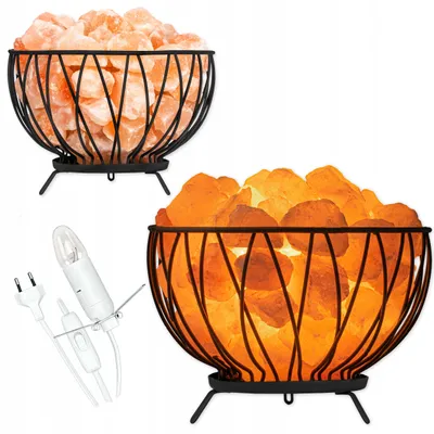 Zdjęcie produktu dla Lampa solna HIMALAJSKA metalowy kosz misa jonizator powietrza VULCAN2