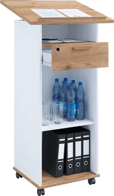 Obrázok produktu pre Drevený rečnícky pult Rečnícky pult vysoký stôl kolieska Melta