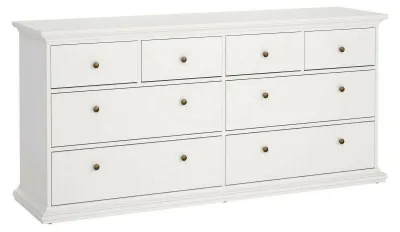 Produktbild von Kommode Asiagela, Mehrzweckkommode, Schlafzimmerkommode, Schrank mit Schubladen, 183x49 h87 cm, Weiß