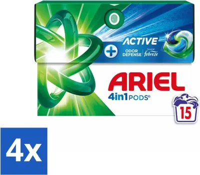 Produktbild von Ariel - 4-in-1 Waschmittel-Pods - Aktive Geruchskontrolle - 15 Pods - Vorteilspack - 4 Stücke