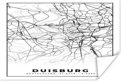 Produktbild von MuchoWow® Poster Karte - Duisburg - Stadtplan - Wegbeschreibung 120x80 cm - Bilder