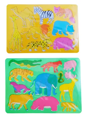 Produktbild von TIERE SCHABLONEN Set 2-teilig zum Malen aus Kunststoff Malschablonen Tier Schablone Handwerk Kinder Kunst Malzubehör 33