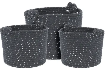 Produktbild von Set mit 3 Dekokörben ROPE, marineblau - Home Styling Collection