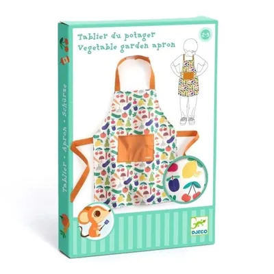 Produktbild von Djeco Kinderschürze mit Gemüse-Motiv, waschbar, 36 x 46 cm