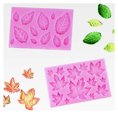 Produktbild von Blätter Silikonform für Schokolade und Süßigkeiten, 3D Backform für Kuchen Dekoration, 2 Stück
