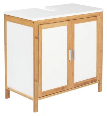 Waschtischunterschrank Bambus/MDF 65x60x33 cm, 2 Türen
