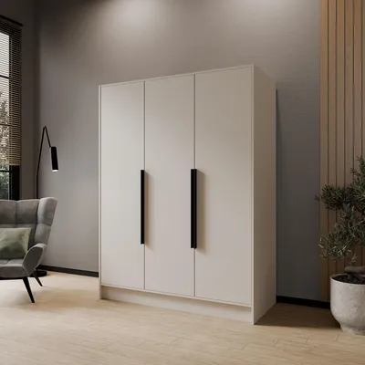 Produktbild von Masseno Drehtürenschrank BERON 150/200/51 cm Modern Kleiderschrank 3-türig Kaschmir