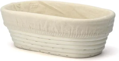 Productafbeelding van Brood Rijs Mand - Deeg Kom - Brood Bakken - Volledig Natuurlijk Rotan - 10 Inch Ovaal - Bruin