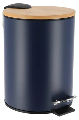 Produktbild von Tendance Badezimmereimer/Abfalleimer Bamboo vibe - soft close - dunkelblau - 3 Liter - Metall