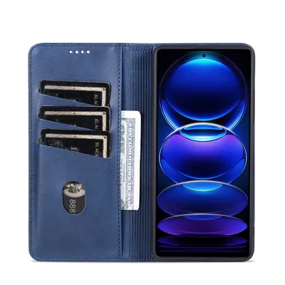 Produktbild von Redmi Note 12 Pro Leder Hülle, Klapphüllen Brieftasche Magnetverschluss Ständer Schutzhülle für Xiaomi Redmi Note 12 Pro Blau