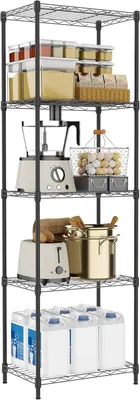 Obrázok produktu pre Kovový regál, 5 políc, 30x45x139,6 cm, čierna, nosnosť 225 kg, pre špajzu