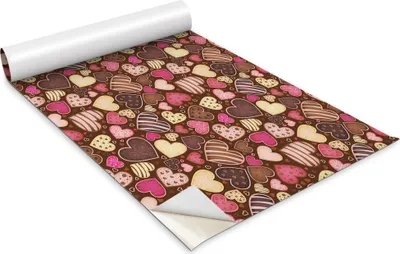 Zdjęcie produktu dla Folia samoprzylepna - Okleina meblowa - Dekoracyjna - Do mebli - Tapeta - Naklejka - Folia - Kolorowe ciasteczka w kształcie serca - 100 x 50 cm
