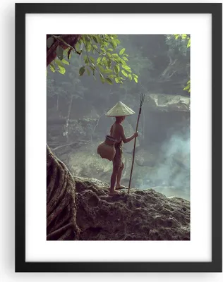 Produktbild von Gerahmtes Poster - Schwarzer Rahmen - Asien Junge Wasserfall - 30x40 cm - Wand Bild - Wanddeko - Wandbilder - Kunstposter - Wandposter - Bilderrahmen - Bilder - Kunstdruck - Wandbild - P2BPA30x40-4307