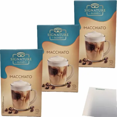 Produktbild von Krüger Signature Blend Macchiato 3er Pack (3x144g Packung, 24 Portionen) + usy Block