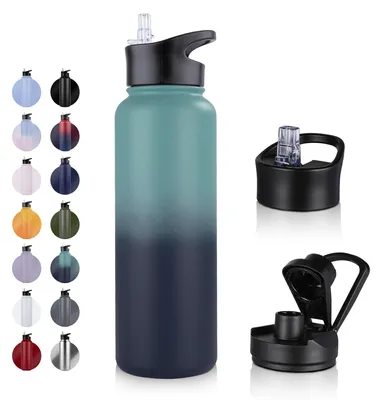 Obrázek produktu pro Láhev na vodu 1200 ml - Izolovaná - S víčkem na pití/výtokovým víčkem - Nerezová ocel - Dvojitá stěna - Bez BPA - Není těsnící - Láhev na vodu