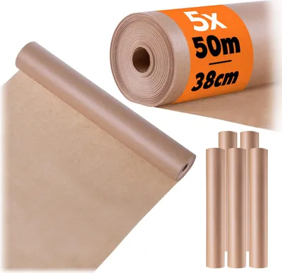 Produktbild von KADAX 5 x Backpapier auf Rolle, 38 cm x 50 m, Pergamentpapier mit beidseitiger Silikonbeschichtung, antihaft & hitzebeständig, Papier zum Backen, Backzubehör
