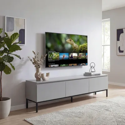 Produktbild von FineBuy Lowboard 150cm TV Kommode Grau Rechteckig mit 3 Schubladen Design TV Schrank Fernsehtisch Grifflos Fernsehschrank Fernsehkommode Wohnzimmer