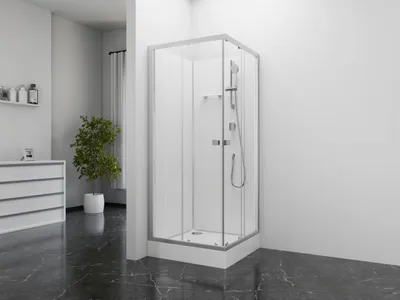 Produktbild von MarWell Komplettdusche 85×85×205 cm, Gleittüren, 5 mm Einscheibensicherheitsglas, Komplett-Set