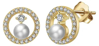 Produktbild von LunaPearl – Kreis Ohrstecker aus 925 Silber mit Perle und Zirkonia