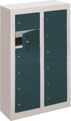Produktbild von Kleinfachschrank - 12 Fächer - 820 x 460 x 200 mm (HxBxT) - zinkgelb/feuerrot