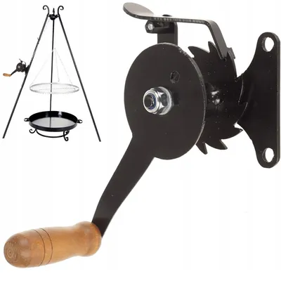 Produktbild von FEINZ | Grillrost mit Kurbel - Schwarz - Robuste Konstruktion - Ideal für Grillabende und Lagerfeuer