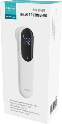 Produktbild von EUROPAPA Stirnthermometer für Baby Kinder Erwachsene, Infrarot Fieberthermometer mit Vibration Fieberalarm, °C/°F Schalter, Speicherabruf 32 Mal