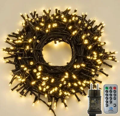 Lichterkette 300 LEDs, 30 m, warmweiß, 8 Modi, Timer, IP44