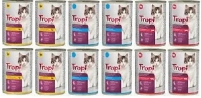Zdjęcie produktu dla Karma mokra TROPI dla kota MIX SMAKÓW 12szt x 415g puszka kot