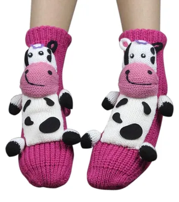 Produktbild von Rutschfeste Haussocken Stoppersocken - Gestrickt - Warm - Damen - Weihnachtsmotiv