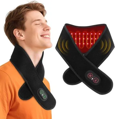 Image de Coussin électrique pour la nuque avec fonction vibration et 3 niveaux de chauffage