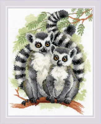 Obrázok produktu pre Balenie výšiviek krížikom Riolis "Lemurs", 24x30cm