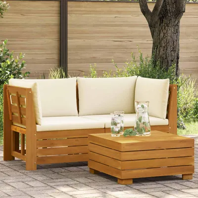 Image de Maison Exclusive - Ensemble de salon de jardin pour 2 personnes, en bois d'acacia massif, couleur marron