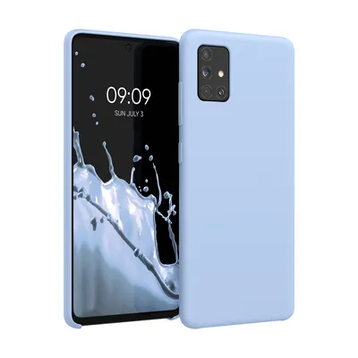 Produktbild von kwmobile Hülle kompatibel mit Samsung Galaxy A51 Hülle - Silikon Handy Case - Handyhülle weiche Oberfläche - kabelloses Laden - Hellblau matt
