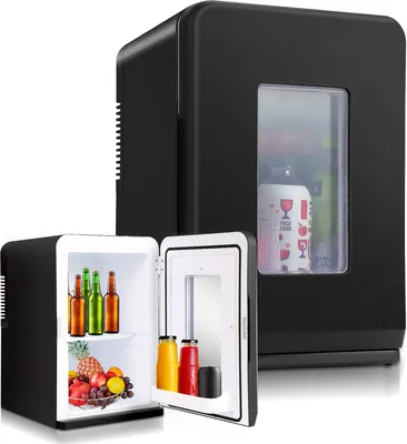 Produktbild von Fiqops Mini Kühlschrank 2in1 Kühlbox 15 Liter Kühl und Heizfunktion Tragbarer AC DC 220-240V/12V Steckdose und Zigarettenanzünder Warmhaltebox Mini-Thermobox Auto Büros Zimmer Camping