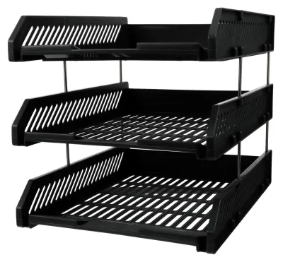 Image de Organisateur de bureau empilable, 3 niveaux, couleur noire