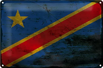 Produktbild von Blechschild Flagge DR Kongo 30x20cm democratic Congo Rost