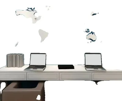 Produktbild von Wandaufkleber, 3D-Acryl-Design, Weltkarte Nachbildung, WEISS, XXL  280cmx140cm
