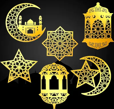Produktbild von 6 Stück Eid Mubarak Aufkleber Wanddeko Acryl Eid Mubarak Sticker Ramadan Kareem Deko Gold Spiegel Fensteraufkleber Mond Stern Laterne Islamisch