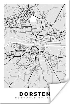 Produktbild von MuchoWow® Poster Karte - Deutschland - Dorsten - Karte - Stadtplan 60x90 cm - Wanddekoration