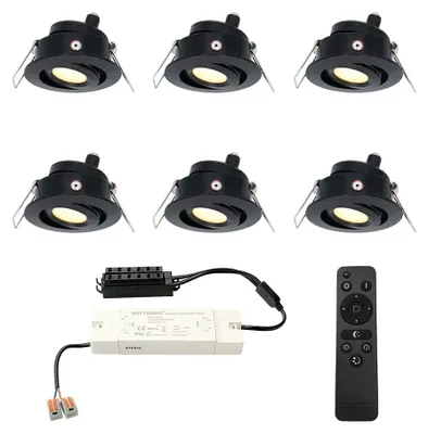Produktbild von hoftronic LED Mini Einbaustrahler 3W 200lm 2700K IP44 Schwarz 6er Set