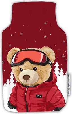 Image de Housse de bouillotte Petit ours au ski