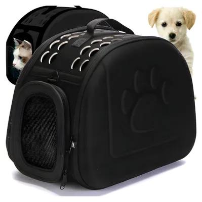 Produktbild von Transportbox für Katzen und Hunde, faltbare Tragetasche für Haustiere in Schwarz