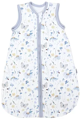 Produktbild von TupTam Baby Sommer Schlafsack 0.5 TOG aus en Materialien, Farbe: Blau_Blumen_Schmetterlinge, Größe: 92-98