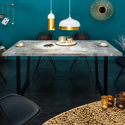 Produktbild von riess-ambiente Moderner Esstisch LOFT 160cm grau Beton-Design schwarze Metallbeine Kufengestell Industrial Esszimmertisch Küchentisch Tisch
